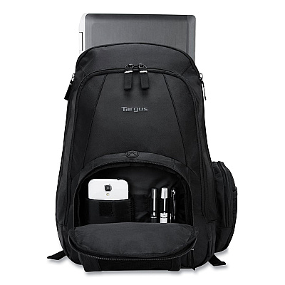 Targus Groove Laptop Backpack, Fits Devices Up to 15.4", Nylon/PVC, 15 x 7 x 18, Black (TRGCVR600)