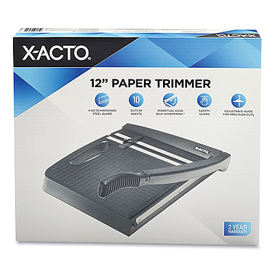 X-ACTO 10-Sheet Guillotine Trimmer, 10 Sheets, 12" Cut Length, Plastic Base, 13 x 13 (EPI26232)