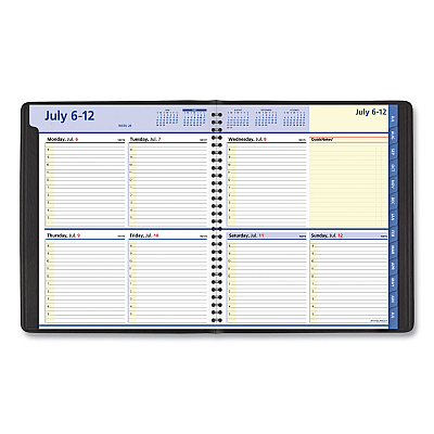 AT-A-GLANCE QuickNotes Weekly/Monthly Planner, 10 x 8, Black Cover, 12-Month (July to June): 2025 to 2026 (761105)