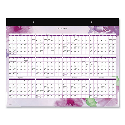 AT-A-GLANCE Beautiful Day Desk Pad Calendar, Floral Artwork, 21.75 x 17, Assorted Color Sheets, Black Binding, 12-Month (Jan-Dec): 2026 (SK38704)