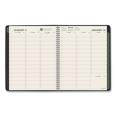 AT-A-GLANCE Recycled Weekly Vertical-Column Format Appointment Book, 8.75 x 7, Black Cover, 12-Month (Jan to Dec): 2026 (70951G05)
