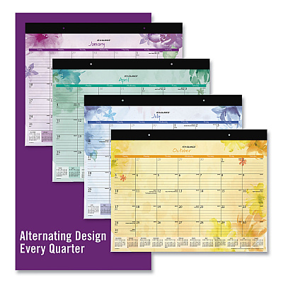 AT-A-GLANCE Beautiful Day Desk Pad Calendar, Floral Artwork, 21.75 x 17, Assorted Color Sheets, Black Binding, 12-Month (Jan-Dec): 2026 (SK38704)