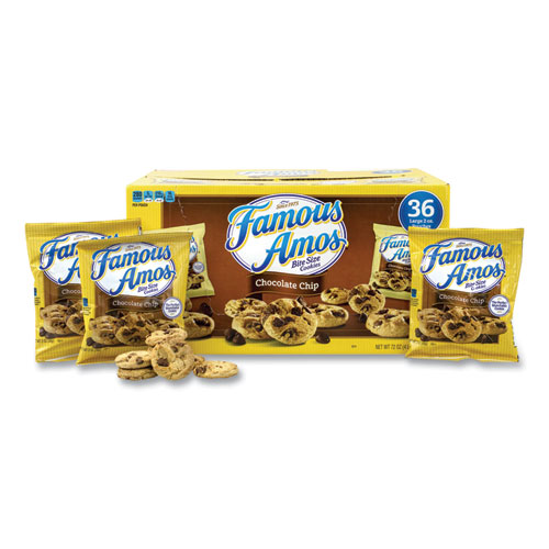 Famous Amos Cookies, Chocolate Chip, 2 oz Bag, 36/Carton, Delivered in 1-4 Business Days (22000424)