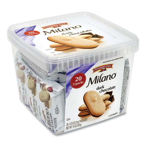 Pepperidge Farm Milano Dark Chocolate Cookies, 0.75 oz Pack, 20 Packs/Box, Delivered in 1-4 Business Days (22000088)