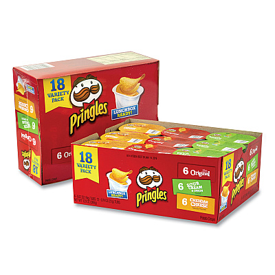Pringles Potato Chips, Assorted, 0.67 oz Tub, 18 Tubs/Box, 2 Boxes/Carton (GRR22000407)