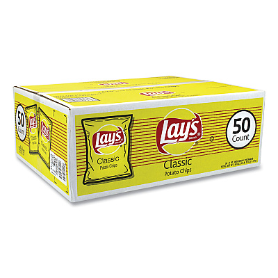 Lay's Regular Potato Chips, Classic Flavor, 1 oz Bag, 50/Carton (GRR22000480)