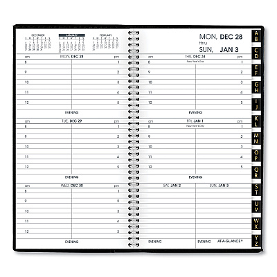AT-A-GLANCE Compact Weekly Appointment Book, 6.25 x 3.25, Black Cover, 12-Month (Jan to Dec): 2026 (7000805)