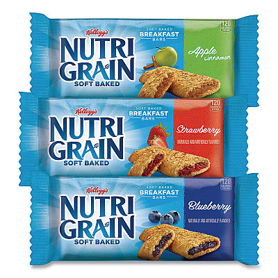 Kellogg's Nutri-Grain Soft Baked Breakfast Bars, Assorted, 1.3 oz Bar, 48/Carton (GRR22000508)