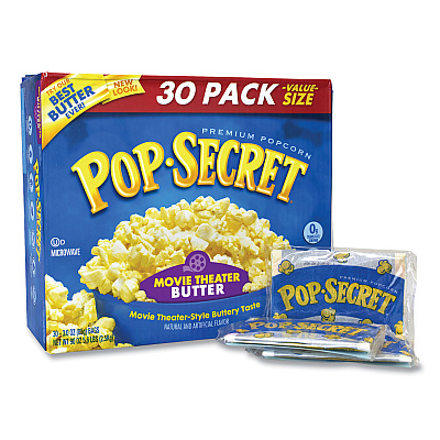 Pop Secret Microwave Popcorn, Movie Theater Butter, 3 oz Bags, 30/Carton (GRR22000633)