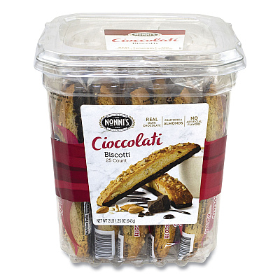 Nonni's Biscotti, Dark Chocolate Almond, 0.85 oz Individually Wrapped, 25/Pack (GRR20900322)
