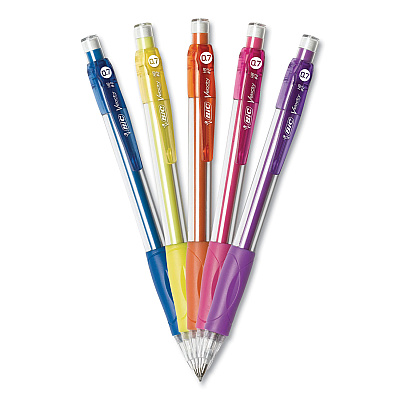 BIC Velocity Original Mechanical Pencil, 0.7 mm, HB (#2), Black Lead, Assorted Barrel Colors, 5/Pack (BIC41192)