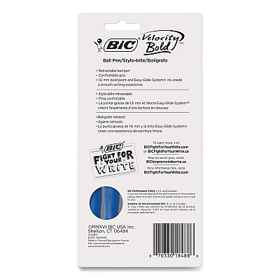 BIC GLIDE Bold Ballpoint Pen, Retractable, Bold 1.6 mm, Blue Ink, Translucent Blue Barrel, 4/Pack (BICVLGBP41BLU)