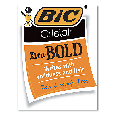 BIC Cristal Xtra Bold Ballpoint Pen, Stick, Bold 1.6 mm, Blue Ink, Clear Barrel, 24/Pack (BICMSBP241BLU)