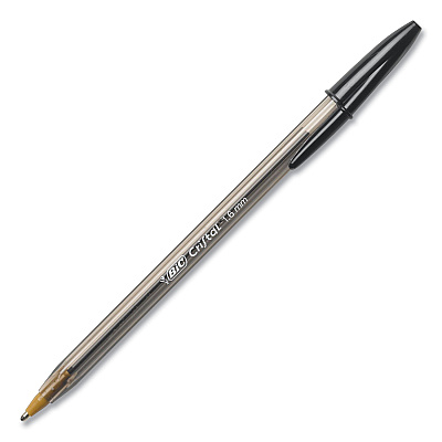 BIC Cristal Xtra Bold Ballpoint Pen, Stick, Bold 1.6 mm, Black Ink, Clear Barrel, 24/Pack (BICMSBP241BLK)