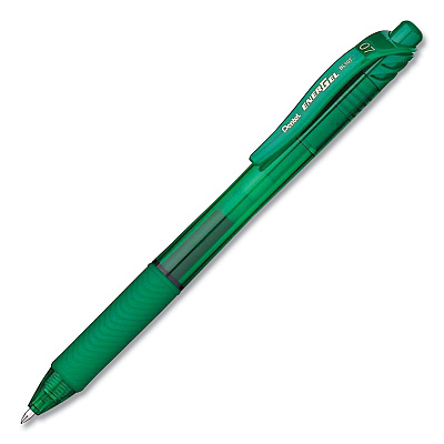 Pentel EnerGel-X Gel Pen, Retractable, Medium 0.7 mm, Green Ink, Translucent Green/Green Barrel, Dozen (PENBL107DDZ)