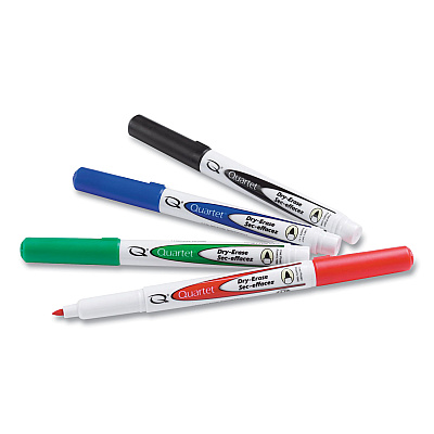 Quartet Low-Odor Dry-Erase Marker, Fine Bullet Tip, Assorted Colors, 4/Pack (QRT659520Q)
