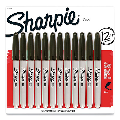 Sharpie Fine Bullet Tip Permanent Marker, Black, Dozen (SAN1812419)