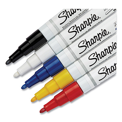 Sharpie Permanent Paint Marker, Fine Bullet Tip, Assorted Colors, 5/Pack (SAN37371)