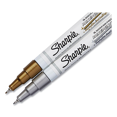 Sharpie Permanent Paint Marker, Fine Bullet Tip, Assorted Metallic Colors, 2/Pack (SAN30588)