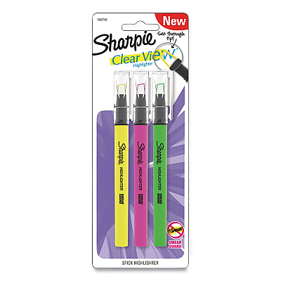 Sharpie Clearview Pen-Style Highlighter, Assorted Ink Colors, Chisel Tip, Assorted Barrel Colors, 3/Pack (SAN1950748)