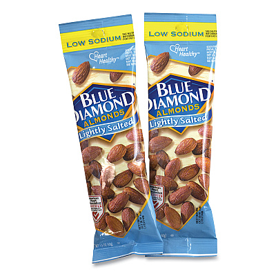 Blue Diamond Low Sodium Lightly Salted Almonds, 1.5 oz Tube, 12 Tubes/Carton (GRR22000736)