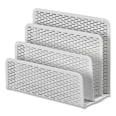 Artistic Urban Collection Punched Metal Letter Sorter, 3 Sections, DL to A6 Size Files, 6.5" x 3.25" x 5.5", White (AOPART20003WH)