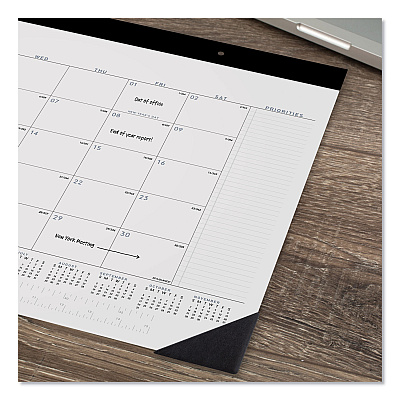 AT-A-GLANCE Contemporary Monthly Desk Pad, 22 x 17, White Sheets, Black Binding/Corners,12-Month (Jan to Dec): 2026 (SK24X00)