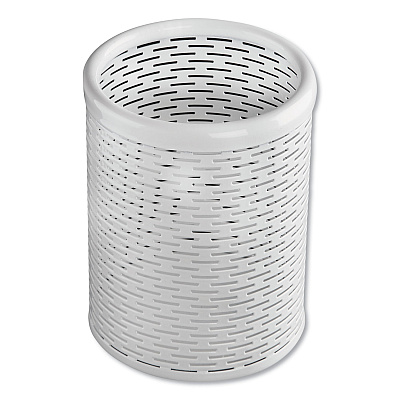 Artistic Urban Collection Punched Metal Pencil Cup, 3.5" Diameter x 4.5"h, White (AOPART20005WH)