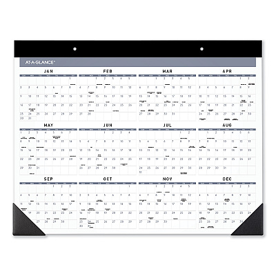 AT-A-GLANCE Contemporary Monthly Desk Pad, 22 x 17, White Sheets, Black Binding/Corners,12-Month (Jan to Dec): 2026 (SK24X00)