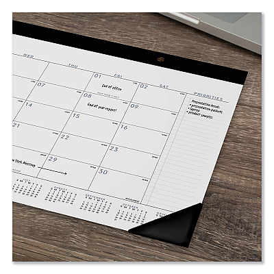 AT-A-GLANCE Contemporary Monthly Desk Pad, 18 x 11, White Sheets, Black Binding/Corners,12-Month (Jan to Dec): 2026 (SK14X00)