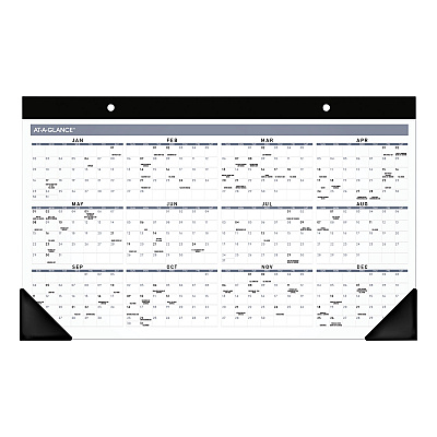 AT-A-GLANCE Contemporary Monthly Desk Pad, 18 x 11, White Sheets, Black Binding/Corners,12-Month (Jan to Dec): 2026 (SK14X00)