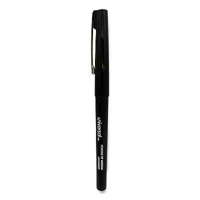 Universal Porous Point Pen, Stick, Medium 0.7 mm, Black Ink, Black Barrel, Dozen (UNV50502)