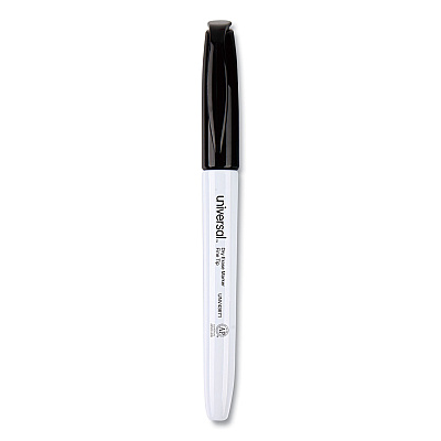 Universal Pen Style Dry Erase Marker, Fine Bullet Tip, Black, Dozen (UNV43671)