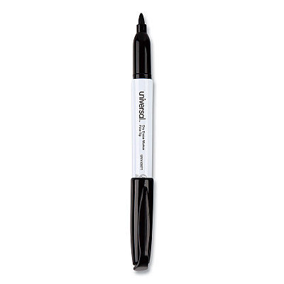 Universal Pen Style Dry Erase Marker, Fine Bullet Tip, Black, Dozen (UNV43671)