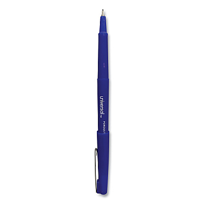 Universal Porous Point Pen, Stick, Medium 0.7 mm, Blue Ink, Blue Barrel, Dozen (UNV50501)