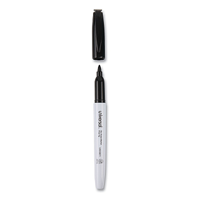 Universal Pen Style Dry Erase Marker, Fine Bullet Tip, Black, Dozen (UNV43671)