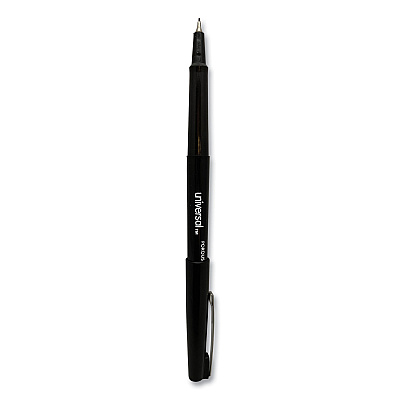 Universal Porous Point Pen, Stick, Medium 0.7 mm, Black Ink, Black Barrel, Dozen (UNV50502)