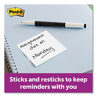 Post-it Notes Super Sticky Self-Stick Notes 3" x 3", White, 90 Sheets/Pad, 8 Pads/Pack (MMM6545SSW)