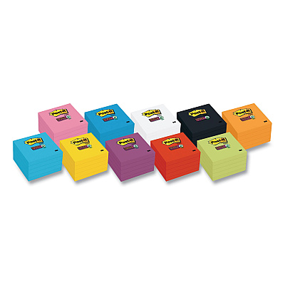 Post-it Notes Super Sticky Self-Stick Notes 3" x 3", White, 90 Sheets/Pad, 8 Pads/Pack (MMM6545SSW)