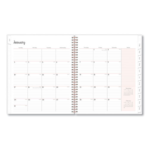 Blue Sky Joselyn Monthly Wirebound Planner, Joselyn Floral Artwork, 10 x 8, Pink/Peach/Black Cover, 12-Month (Jan to Dec): 2023 (110395)