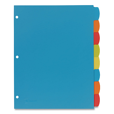 Avery Big Tab Write and Erase Durable Plastic Dividers, 8-Tab, 11 x 8.5, Assorted, 1 Set (AVE16130)