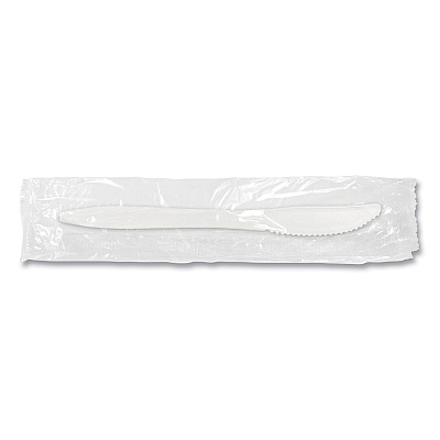 Berkley Square Individually Wrapped Mediumweight Cutlery, Knives, White, 1,000/Carton (BSQ1101000)