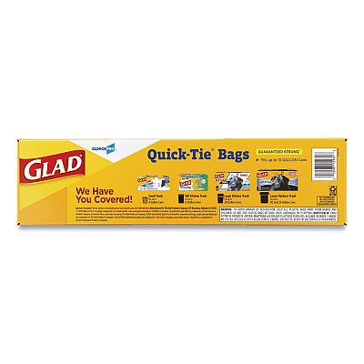 Glad Tall Kitchen Quick-Tie Bags, Tie-Flap, 13 gal, 23.75" x 28", White, 200/Box (CLO15931)