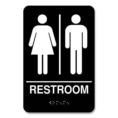 COSCO Indoor Restroom Door Sign, Unixex 5.5 x 8.5, Black/White (CSC098096)