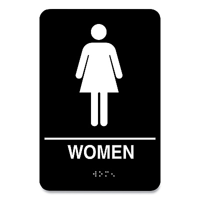 COSCO Indoor Restroom Door Sign, Men/Women, 5.9 x 9, Black/White, 2/Pack (CSC098095)