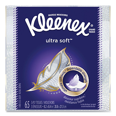 Kleenex Ultra Soft Facial Tissue, 3-Ply, White, 65 Sheets/Box, 27 Boxes/Carton (KCC4995925824)
