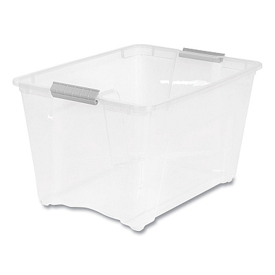 IRIS Stack and Pull Latching Flat Lid Storage Box, 13.5 gal, 22" x 16.5" x 13.03", Clear (IRS100243)