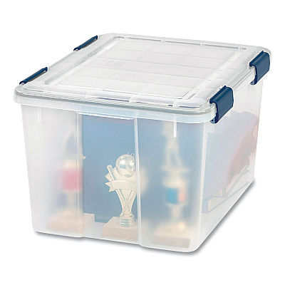 Iris WEATHERTIGHT Latching Flat Lid Storage Box, 11.5 gal, 15.7" x 19.7" x 11.7", Clear (IRS110455)