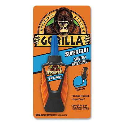 Gorilla Super Glue Micro Precise, 0.19 oz, Dries Clear, 4/Carton (GOR102862CT)