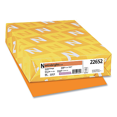 Astrobrights Color Paper, 24 lb Bond Weight, 8.5 x 14, Cosmic Orange, 500/Ream (WAU22652)